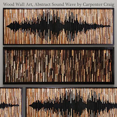 Wood wall art, abstract sound wave, набор картин, панно, настенный декор, деревянный, рейки, доски