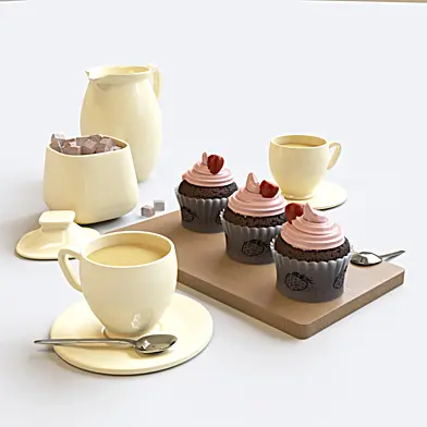 Strawberry cupcakes set