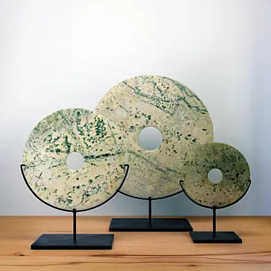 BALSAMO - Set of Three Cream and Grey Disc Sculptures