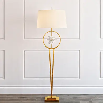 Encircled quartz crystal star floor lamp