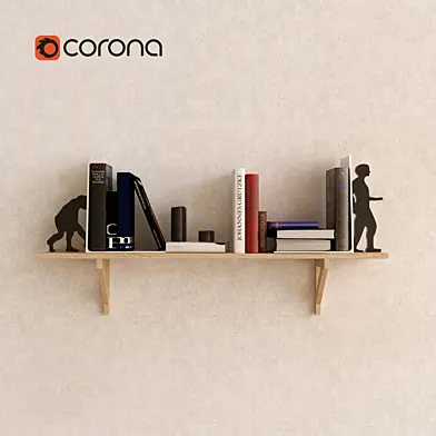 Wood shelf with books Set