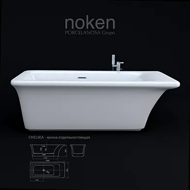 ванна отдельностоящая Chelsea noken и кран напольный lounge