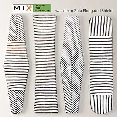 Design Mix Furniture. Zulu Shield 2. Настенный декор, эко, деревянный, африка, картина, панно, полоски, беленый