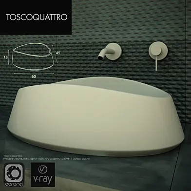 TOSCOQUATTRO РАКОВИНА BOWL НАКЛАДНАЯ ИЗ ИСКУССТВЕННОГО КАМНЯ GENESI БЕЛАЯ