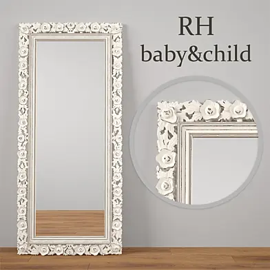 VINTAGE HAND-CARVED FLORAL LEANER MIRROR