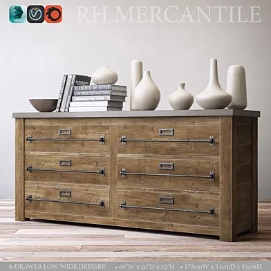 MERCANTILE 6-DRAWER LOW WIDE DRESSER
