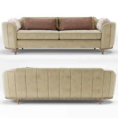 Cherish Round Barrel Beige Velvet Sofa