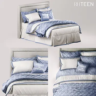 RH TEEN EDGED BORDER & OGEE LATTICE BEDDING FRENCH BLUE