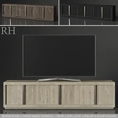 BEZIER PANEL 6-DOOR MEDIA CONSOLE