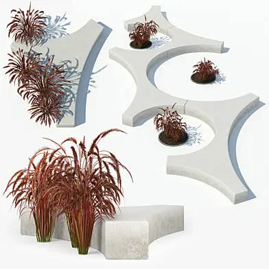 Folia bench Graceful Fountain Grass