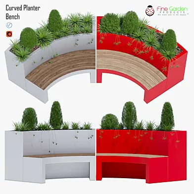 Curved planter bench one