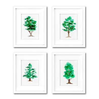Wall Art Set of 4 Trees.