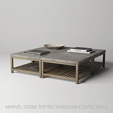 Marvel Stone Top Rectangular Coffee Table