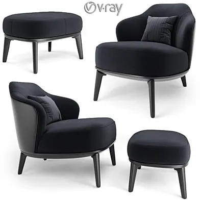 Leslie Ottoman Minotti With Leslie Armless Chair