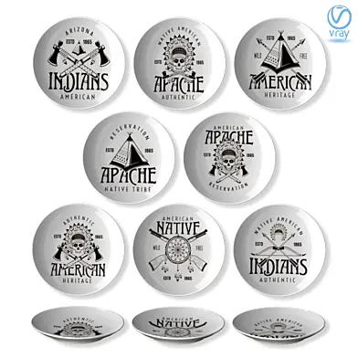 Набор декоративных тарелок на индейскую тематику.
