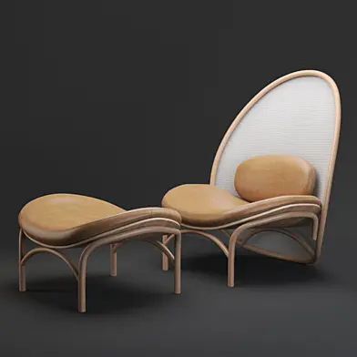 Chips lounge chair with ottoman by TON