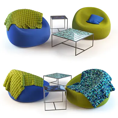 Paola Lenti кресло Otto, столик Cocci