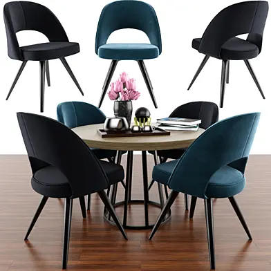 Modrest Gloria Modern Blue Chair Set With Parquet