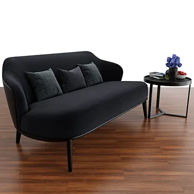Minotti Leslie Sofa Arm With Less Aula Table & Parquet