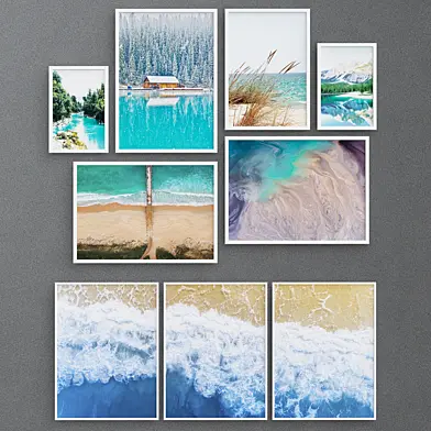 Blue white set art