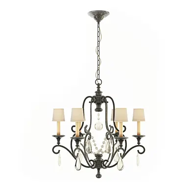 Piedmont Chandelier in Aged Iron with Seeded Glass