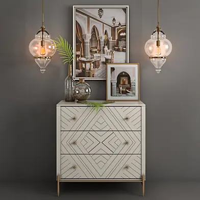 Комод из крашенной твердой древесины Embury Anthropologie и светильник Alcazar Pendant
