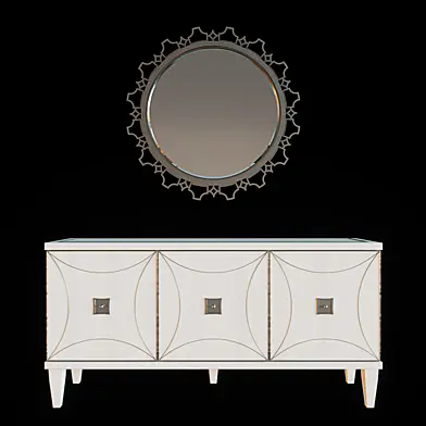 Berhhardt Criteria Entertainment Console и Domaine Blanc Round Mirror 374-333