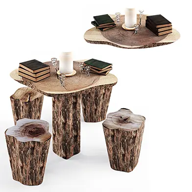 Table with Chair of rustic wood