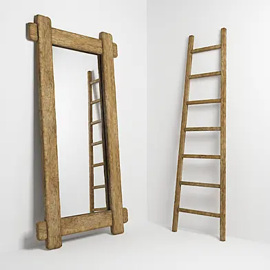 Зеркало и стремянка в стиле кантри. Mirror and ladder in rustic style