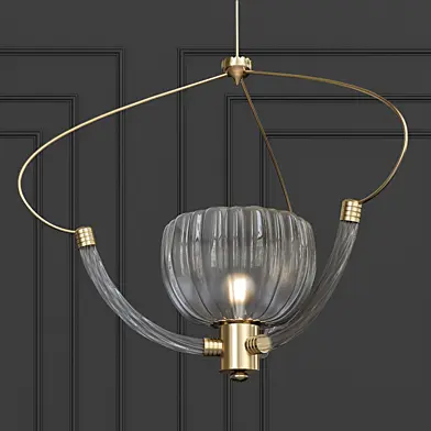 Italian Chandelier In Glass and Brass By Barovier & Toso Murano