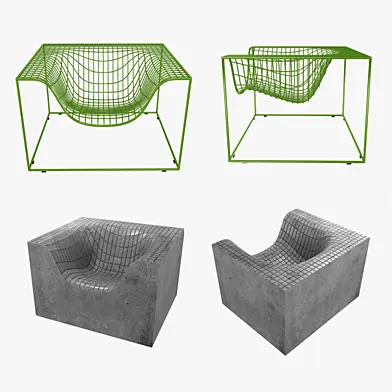 Grid and concrete thing armchairs by nola industrier
