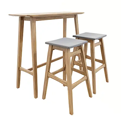 Ethel Natural Walnut Finish Rectangular 3 Piece Bar Set