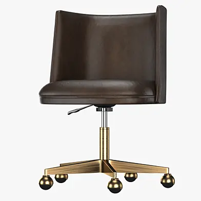 KINNEY LEATHER DESK CHAIR - ANTIQUED BRASS