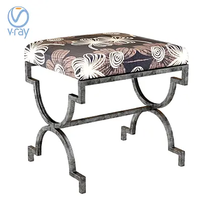 Cream Bench Textile with Metal