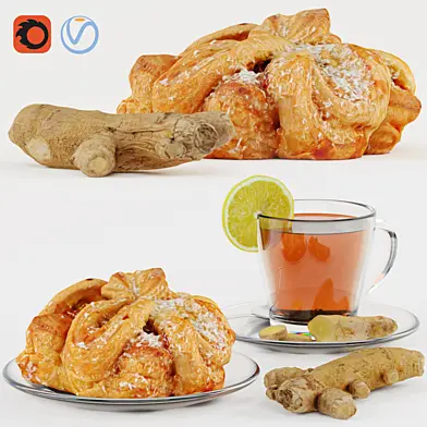 Чай с имбирём и слойкой