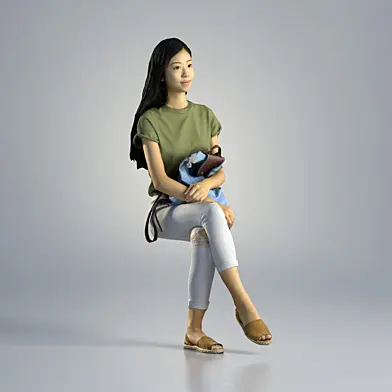 Woman Emily Casual Sitting 001