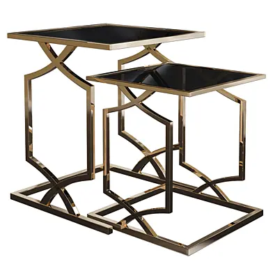 Two Piece Broken Gold Nesting Tables № 009
