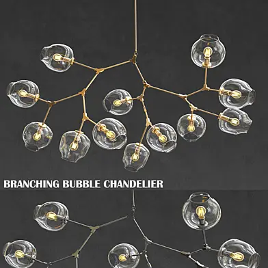 Branching bubble 12 lamps - Gold and Black metal