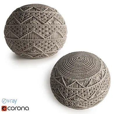 RH Teen - Hand Knotted Macrame Pouf