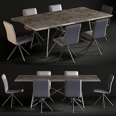 Dining Table Roman Iron Base And Chair Whirl