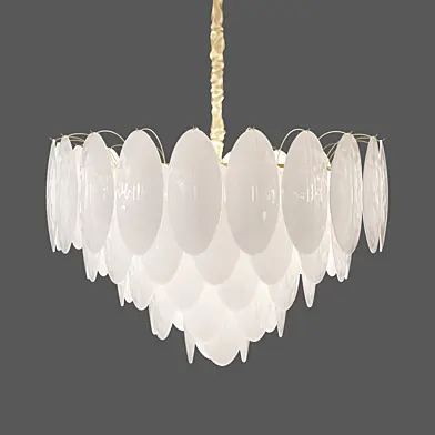 Murano frosted glass leaves Chandelier by Mazzega