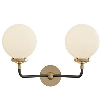 Bistro Globe Clear Glass Double Sconce Brass Milk