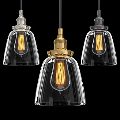 20TH C. FACTORY FILAMENT CLEAR GLASS CLOCHE PENDANT