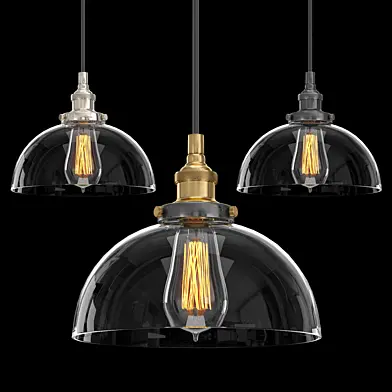 20TH C. FACTORY FILAMENT CLEAR GLASS DOME PENDANT