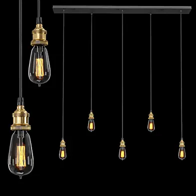 20TH C. FACTORY FILAMENT BARE BULB RECTANGULAR PENDANT