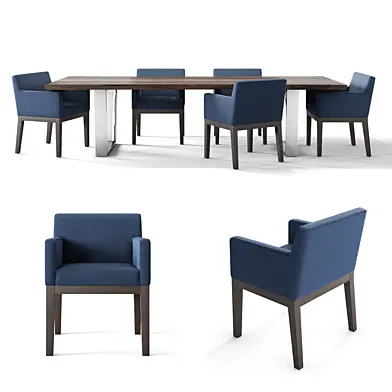 RH Morgan Track Dining Set Blue