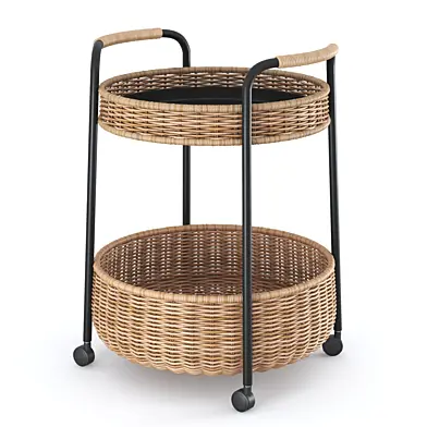 ЛУББАН Столик на колесах с ящиком, ротанг, антрацит от Икеа | LUBBAN Serving cart with storage, rattan, anthracite by Ikea