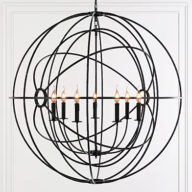 Restoration Hardware FOUCAULT'S TWIN-ORB CHANDELIER 41 Black