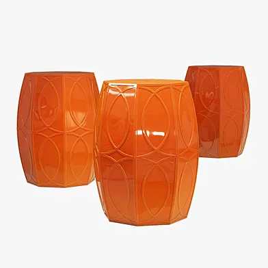 Kathy Kuo home modern coastal beach treillage garden stool