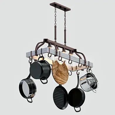 Bronze Kitchen Pot Rack Chandelier